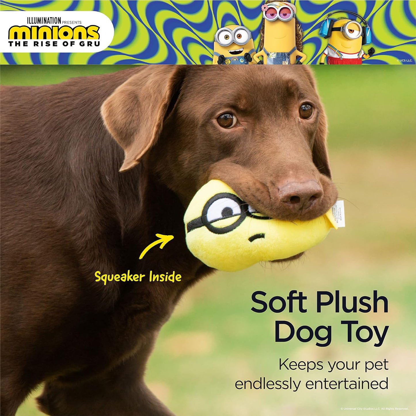 : the Rise of Gru Otto Circle Plush Squeaky Dog Toy | Gifts Fans and Their Pets | Officially Licensed Pet Product from Universal Studios